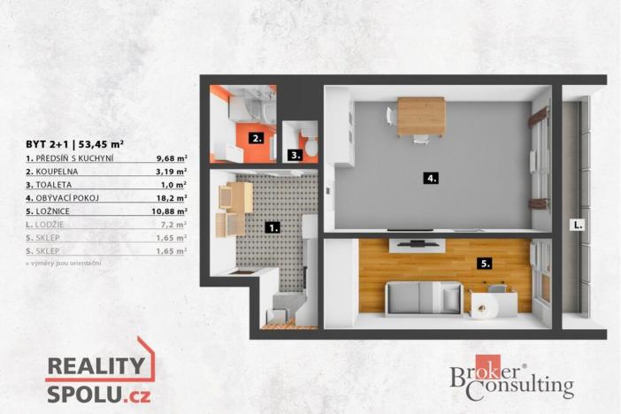 Prodej bytu 2+1, Praha - Modřany, K otočce, 53 m2