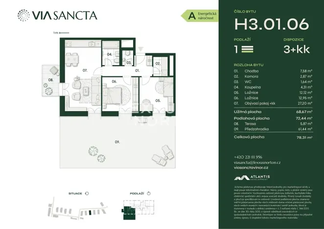 Prodej bytu 3+kk, Praha - Vinoř, Mladoboleslavská, 72 m2