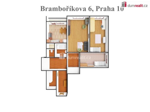 Pronájem bytu 3+1, Praha - Záběhlice, Bramboříková, 72 m2