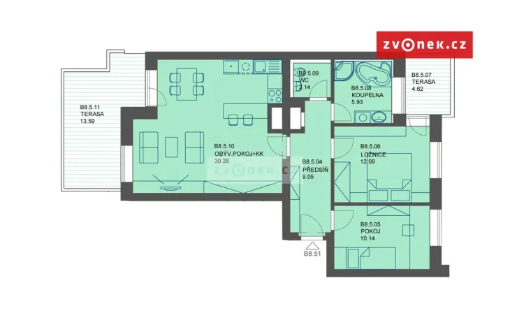 Pronájem bytu 3+kk, Uherské Hradiště, Zahrádky, 70 m2