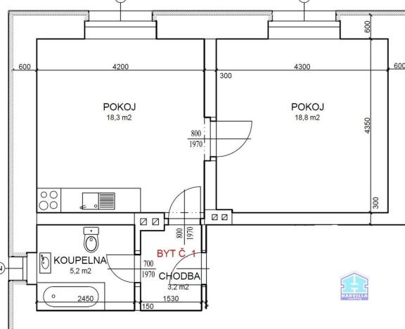 Pronájem bytu 2+kk, Stříbro, Plzeňská, 45 m2