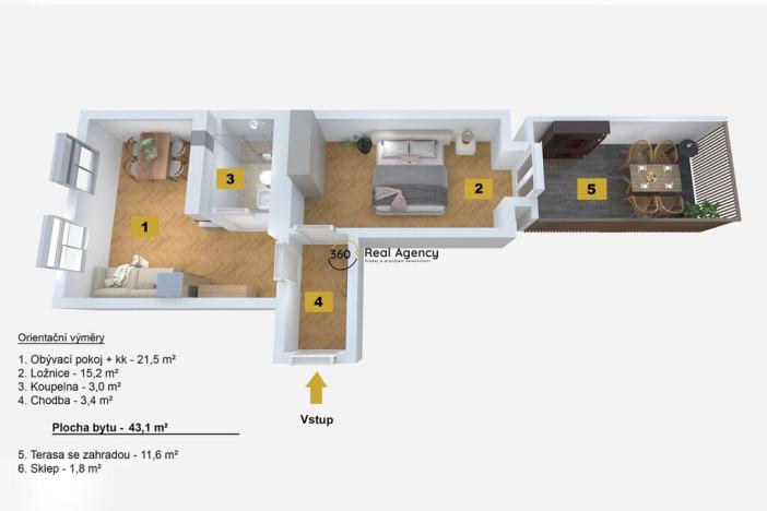 Prodej bytu 2+kk, Praha - Vršovice, Černomořská, 43 m2