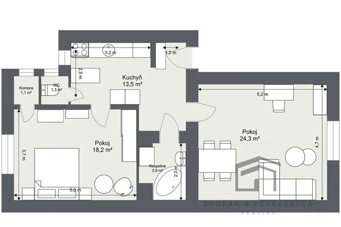 Prodej bytu 2+kk, Praha - Vršovice, Ruská, 62 m2