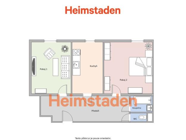 Pronájem bytu 2+1, Ostrava - Poruba, náměstí Jana Nerudy, 53 m2