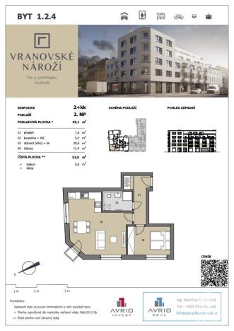 Prodej bytu 2+kk, Brno - Husovice, Vranovská, 47 m2