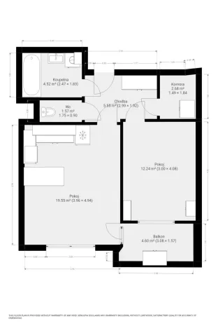 Pronájem bytu 2+kk, Brno, Říčanská, 47 m2