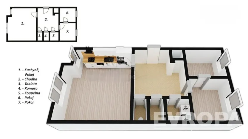 Prodej bytu 3+kk, Pardubice - Zelené Předměstí, Železničního pluku, 70 m2
