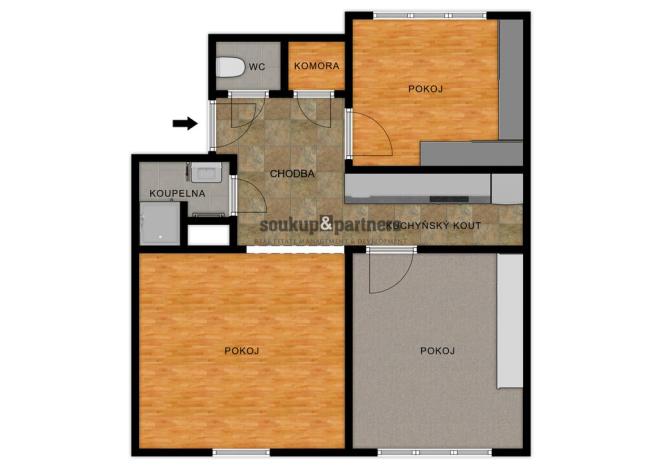 Pronájem bytu 3+kk, Praha - Radlice, Na Farkáně III, 53 m2