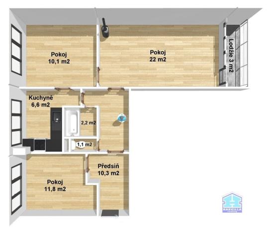 Prodej bytu 3+1, Bělá nad Radbuzou, Na výsluní, 64 m2