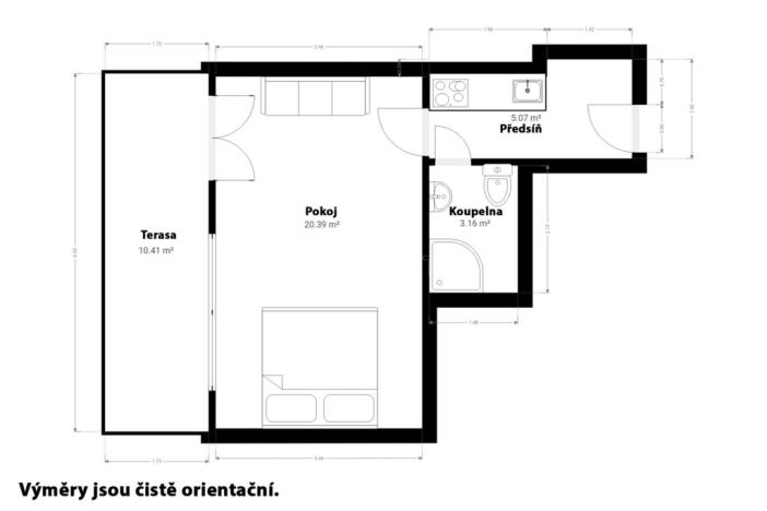 Pronájem bytu 1+kk, Praha, Krakovská, 28 m2