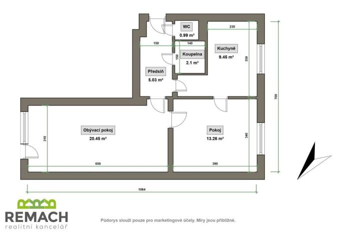 Pronájem bytu 2+1, Uherské Hradiště, Tůně, 55 m2