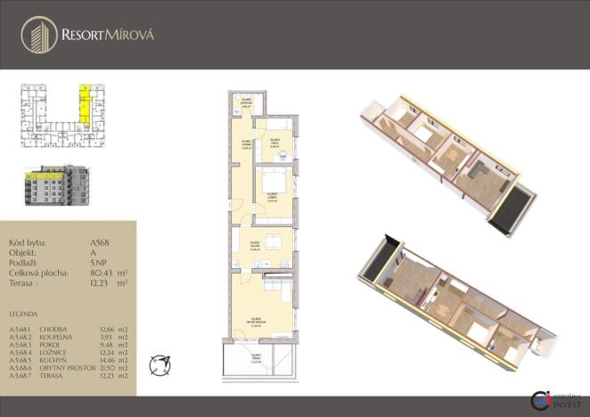 Prodej bytu 3+kk, Rychnov nad Kněžnou, Mírová, 80 m2
