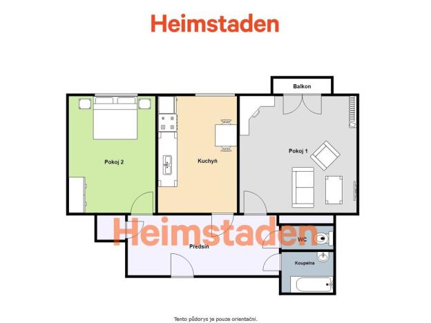 Pronájem bytu 2+1, Ostrava - Poruba, Opavská, 54 m2