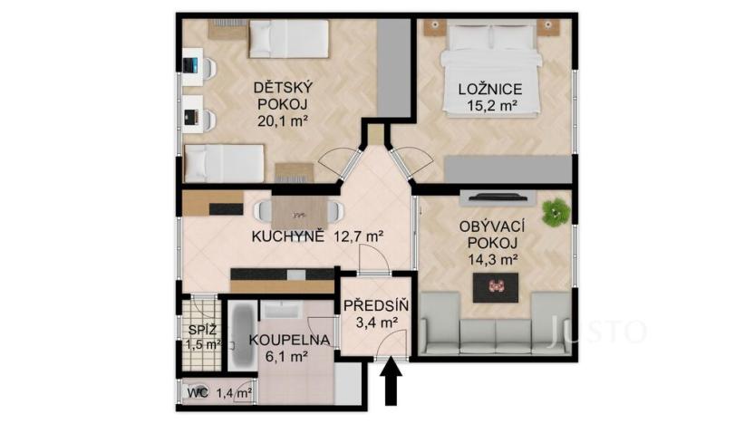 Prodej bytu 3+1, Písek, Za Pazdernou, 74 m2