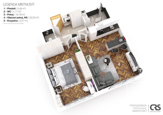 Pronájem bytu 2+kk, Praha - Žižkov, Bořivojova, 53 m2