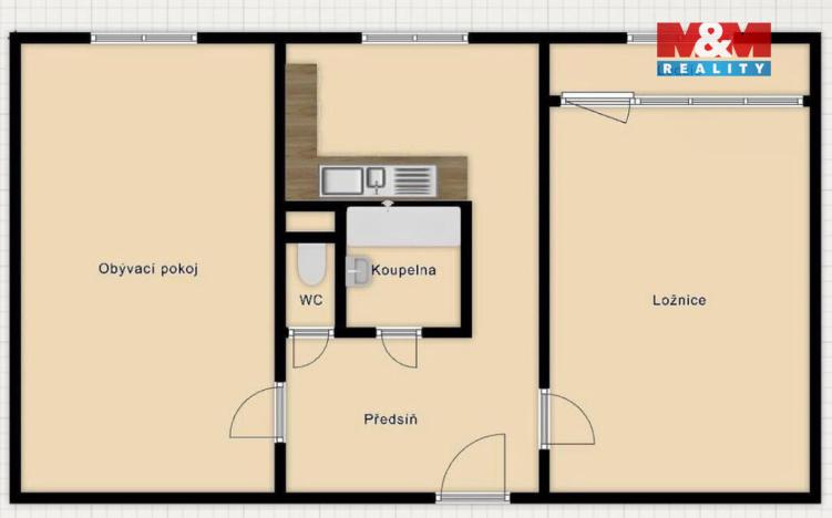 Prodej bytu 2+1, Chomutov, Holešická, 61 m2