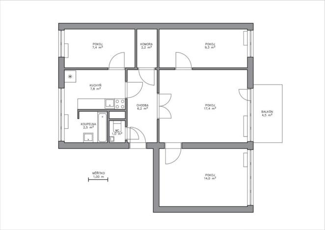 Pronájem bytu 4+1, Hradec Králové - Slezské Předměstí, Severní, 68 m2