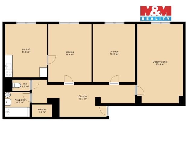 Prodej bytu 3+1, Prachatice - Prachatice II, Vilémova, 94 m2