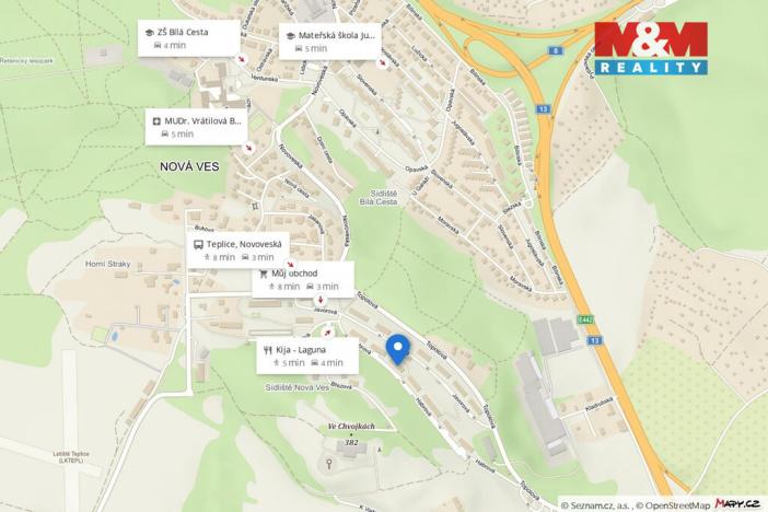 Pronájem bytu 2+kk, Teplice - Nová Ves, Habrová, 43 m2