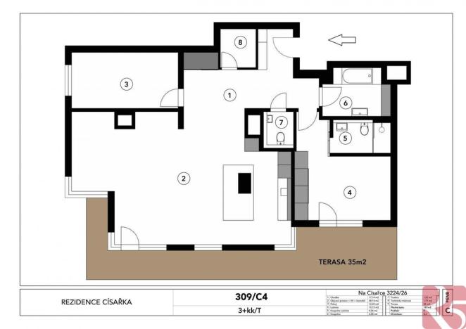 Pronájem bytu 3+kk, Praha - Smíchov, Na Císařce, 107 m2