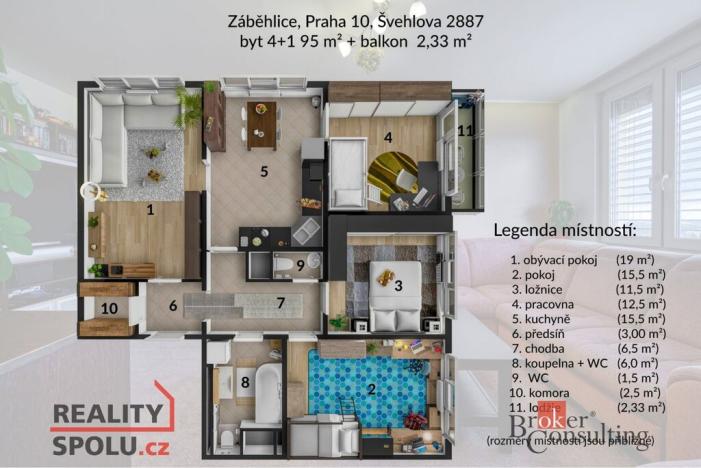 Prodej bytu 4+1, Praha - Záběhlice, Švehlova, 95 m2