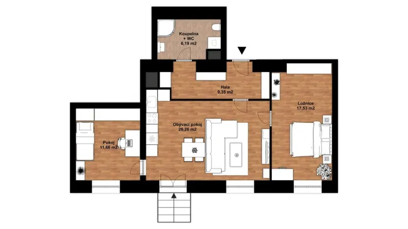 Prodej bytu 3+kk, Tábor, Kpt. Jaroše, 70 m2