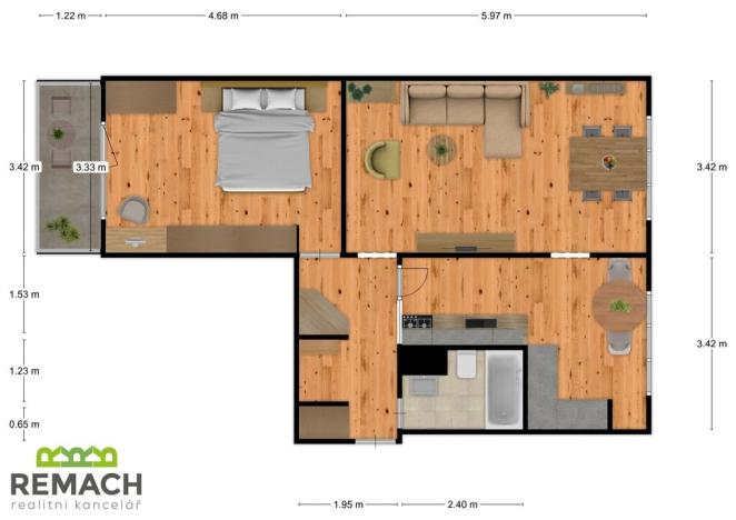 Pronájem bytu 2+1, Uherské Hradiště, Štěpnická, 64 m2