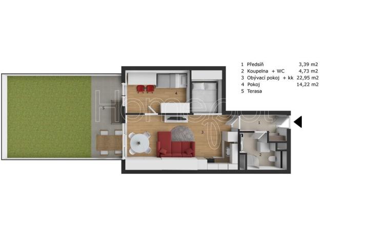 Pronájem bytu 2+kk, Praha - Kyje, Břeclavská, 45 m2