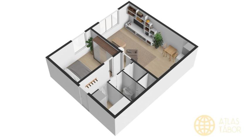 Prodej bytu 2+kk, Tábor, nám. Přátelství, 39 m2