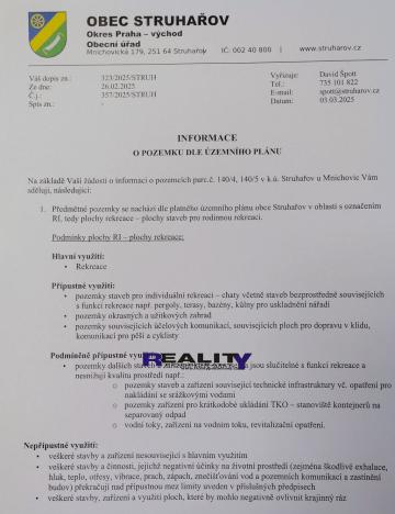 Prodej zahrady, Struhařov, 397 m2