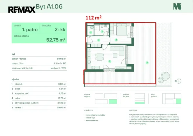 Prodej bytu 2+kk, Zlín, Tyršova, 52 m2