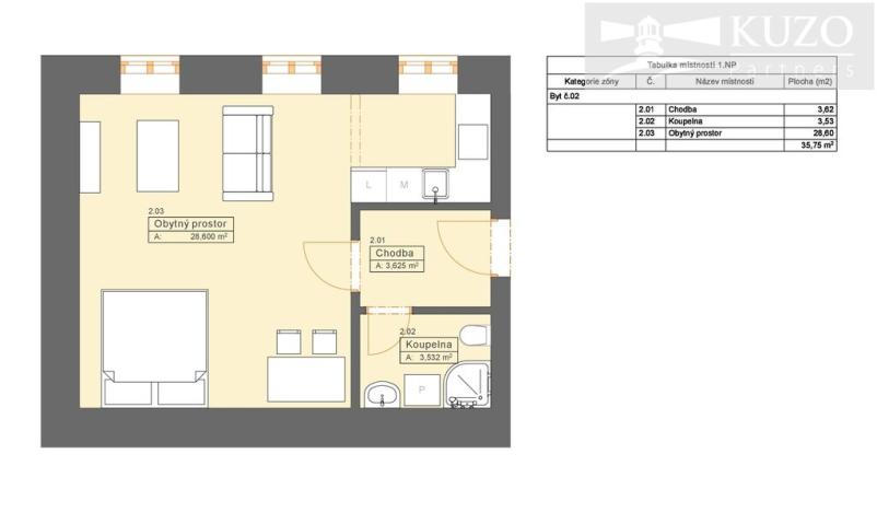 Prodej bytu 1+kk, České Budějovice, Rudolfovská tř., 36 m2