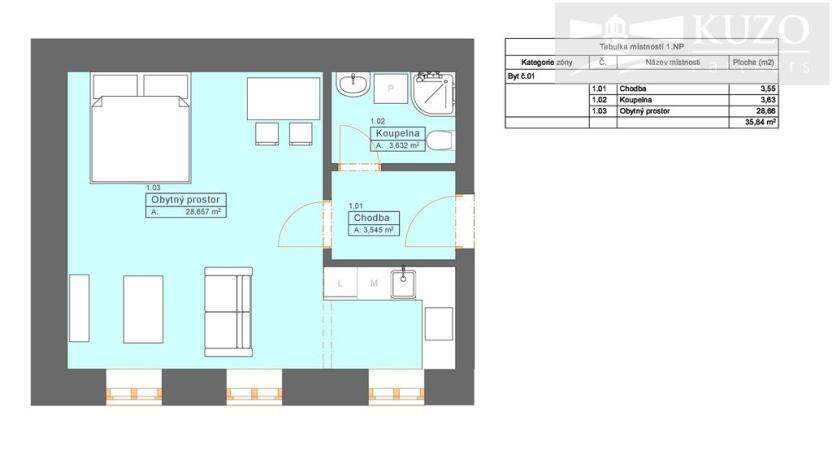 Prodej bytu 1+kk, České Budějovice, Rudolfovská tř., 36 m2