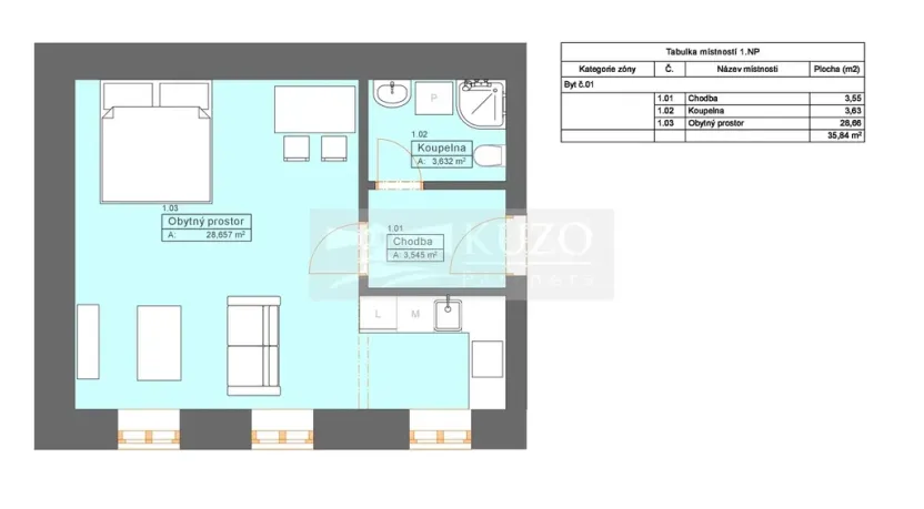 Prodej bytu 1+kk, České Budějovice, Rudolfovská tř., 36 m2