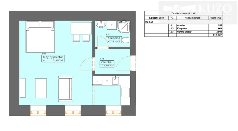 Prodej bytu 1+kk, České Budějovice, Rudolfovská tř., 36 m2