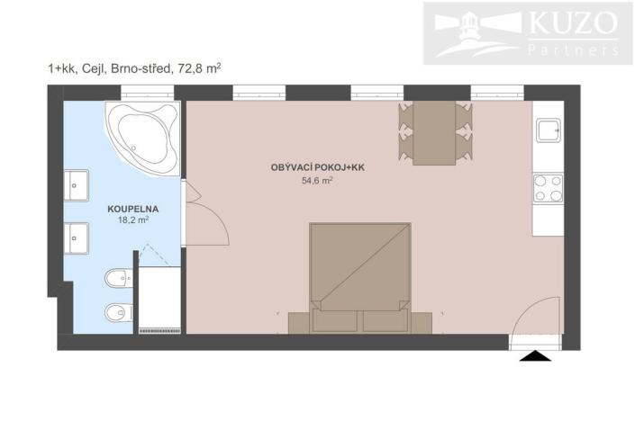 Prodej bytu 1+kk, Brno, Cejl, 73 m2