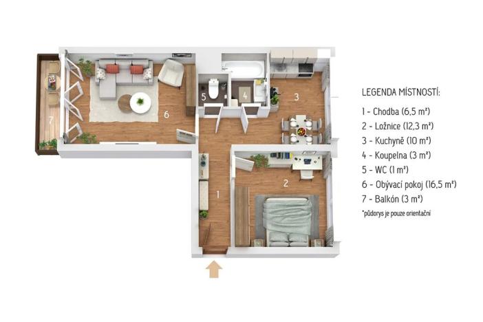 Prodej bytu 2+1, Vrchlabí, Tyršova, 50 m2