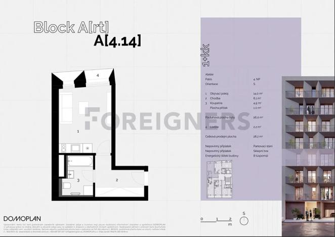 Pronájem bytu 1+kk, Brno, Bratislavská, 25 m2
