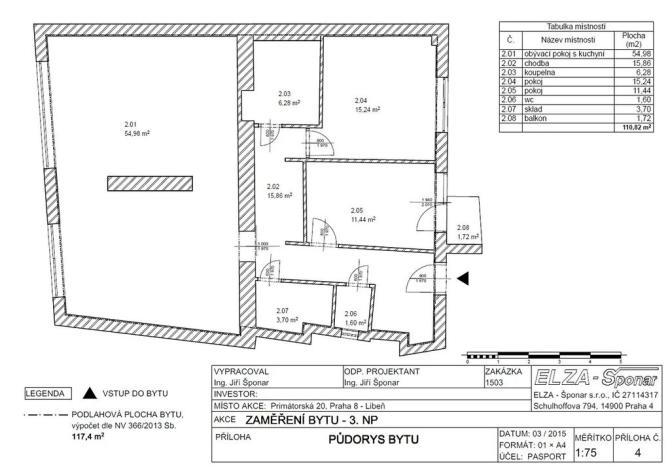 Prodej bytu 3+kk, Praha - Libeň, Primátorská, 117 m2