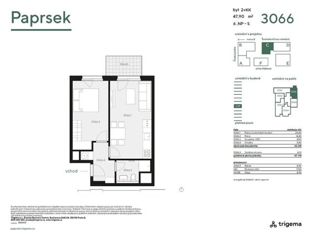 Pronájem bytu 2+kk, Praha - Stodůlky, Hábova, 48 m2