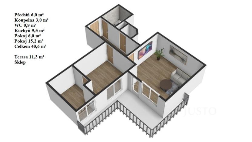 Prodej bytu 2+1, Praha - Strašnice, Na stezce, 40 m2
