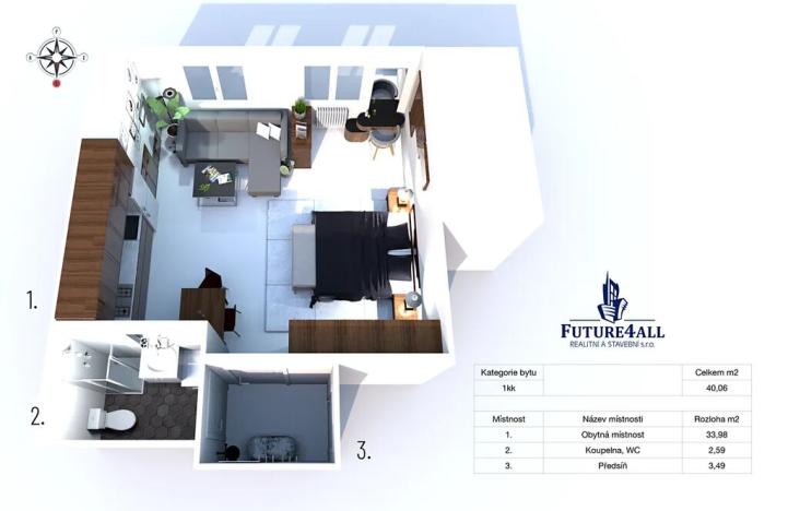 Prodej bytu 1+kk, Praha - Záběhlice, Záběhlická, 40 m2