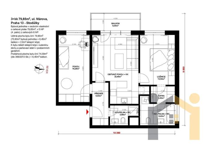 Pronájem bytu 3+kk, Praha - Stodůlky, Márova, 71 m2