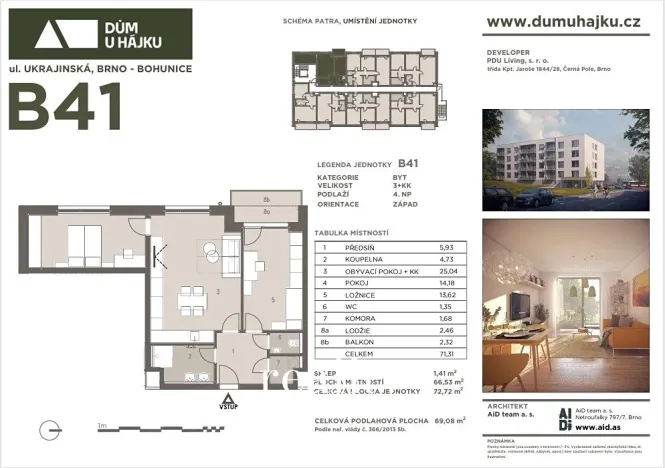 Prodej bytu 3+kk, Brno, Ukrajinská, 66 m2