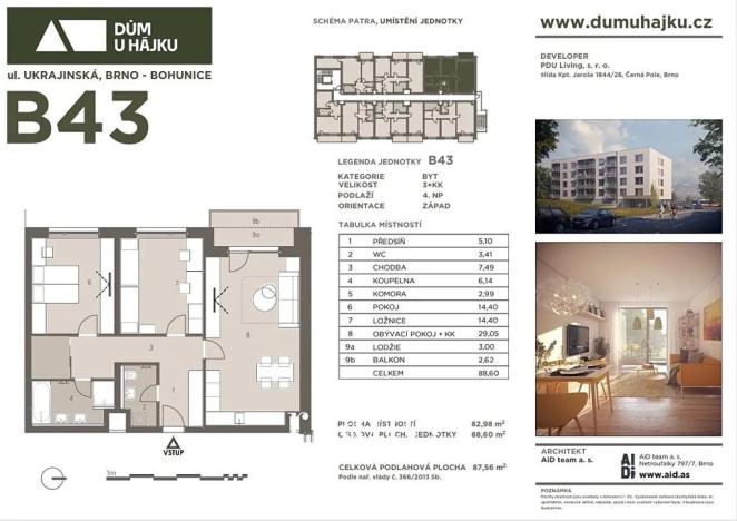 Prodej bytu 3+kk, Brno, Ukrajinská, 83 m2