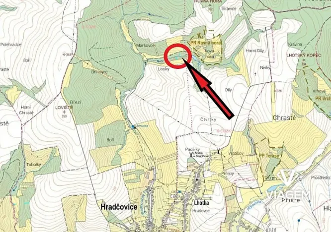 Prodej lesa, Hradčovice, 525 m2