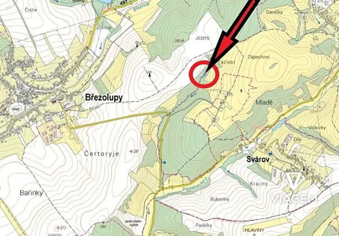 Prodej lesa, Zlámanec, 663 m2