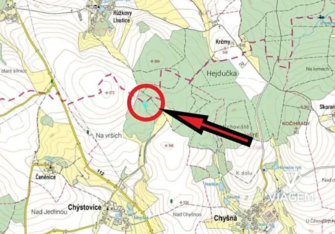 Prodej podílu lesa, Chýstovice, 669 m2