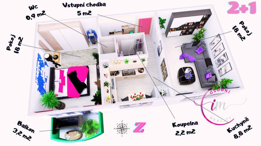 Pronájem bytu 2+1, Jihlava, U Pivovaru, 53 m2