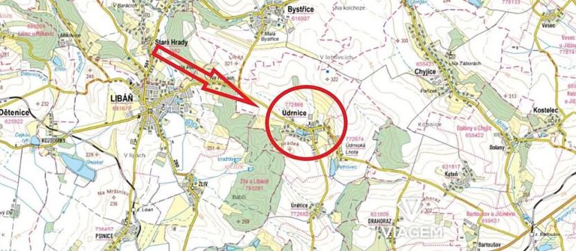 Prodej pole, Údrnice, 635 m2